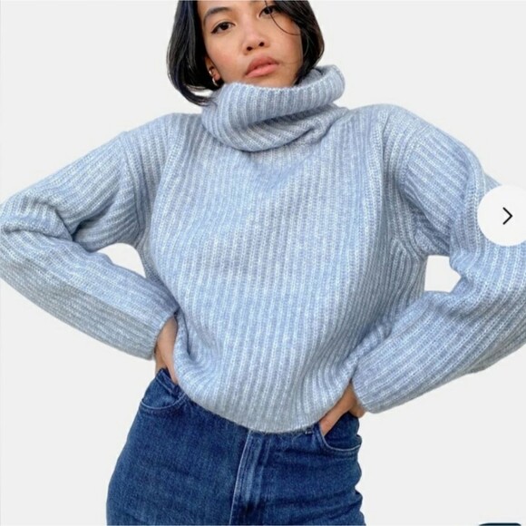 Thakoon Cropped Ribbed Turtleneck Knitted Sweater Burgundy Size Small - Picture 1 of 7
